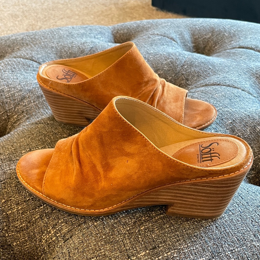 Sofft Strathmore Ruched Slide Wedge Mules, 8.5M